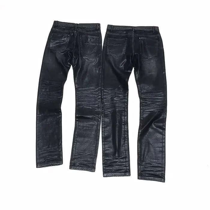 Owen Seak hommes huile cire jean classique Denim hommes vêtements enduit droit pantalon décontracté haute rue concepteur de luxe pantalon