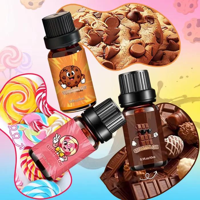 6 pièces/ensemble d'huiles parfumées aux senteurs de bonbons sucrés, combinant guimauve, chewing-gum, chocolat, senteurs de desserts, aromathérapie, huile essentielle