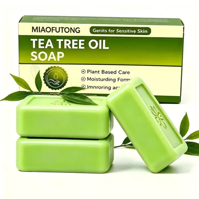 Savon à l'huile d'arbre à thé pour hommes et femmes, extrait de plantes naturelles, savon fait à la main, nettoyage en profondeur, apaisant pour les peaux sèches, exfoliant, soin de la peau