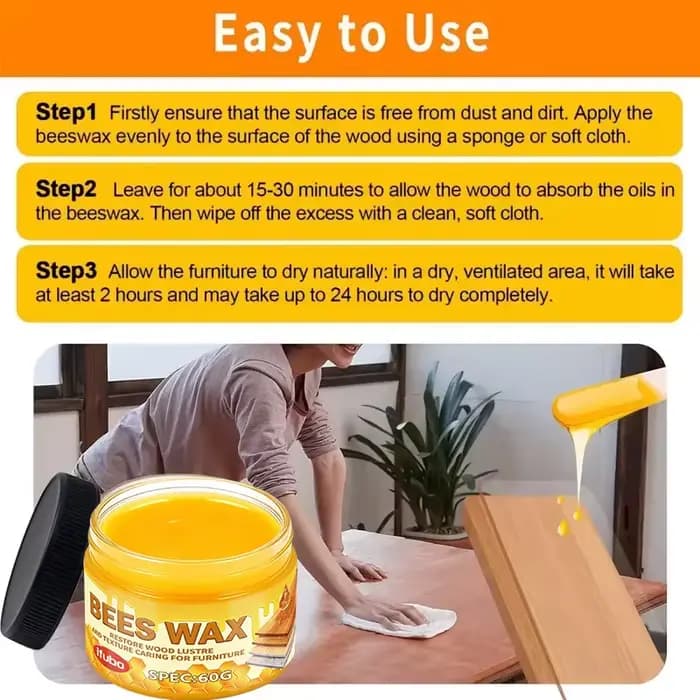 Cire d'abeille naturelle, huile pour bois, polissage et restauration pour meubles en bois massif, sols et surfaces composites, renouvelle la brillance, protection longue durée