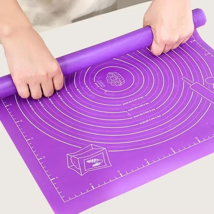 Tapis roulant en plastique de qualité alimentaire avec outil de mesure, tapis de pétrissage antidérapant, tapis de cuisson antiadhésif facile à nettoyer, outil de cuisson réutilisable