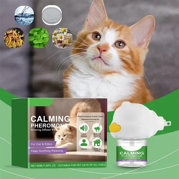 Kit diffuseur de phéromones apaisantes pour chat avec recharge – Soulagement relaxant de l'anxiété et du stress