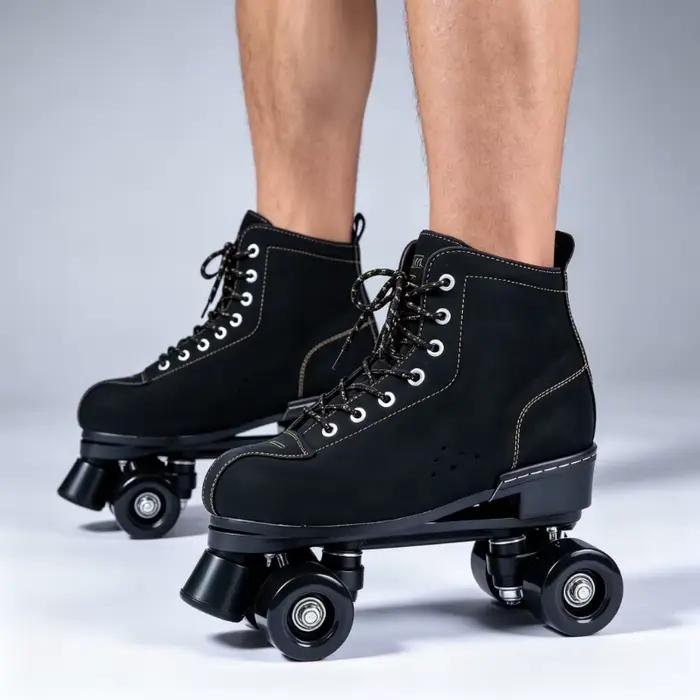 Patins à roulettes pour hommes et femmes, chaussures à 4 roues avec amortissement des chocs pour enfants et adultes, patins à roulettes confortables et durables