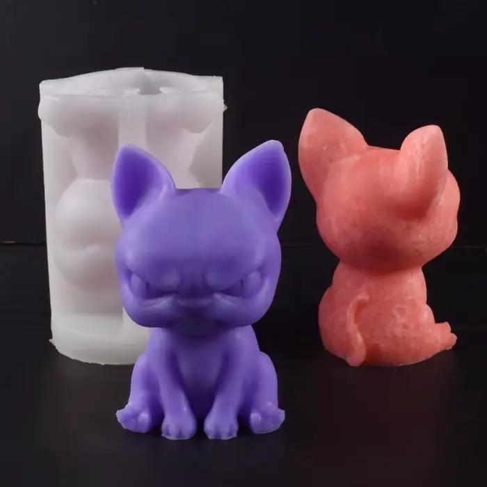 Nouveau moule Design chien assis chien en colère aromathérapie bougie Silicone moule 3D Chihuahua chien plâtre décoratif ornement moules