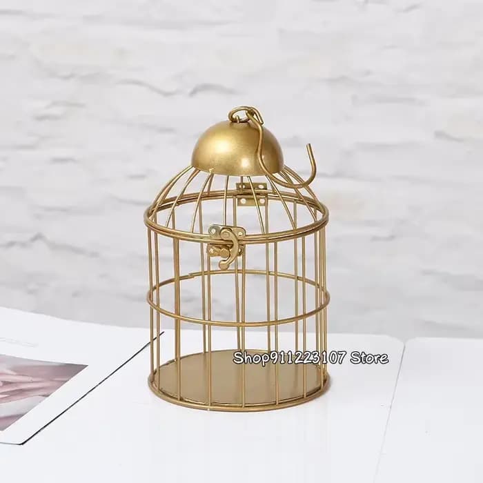 Support à fleurs en forme de cage à oiseaux rétro européenne en fer