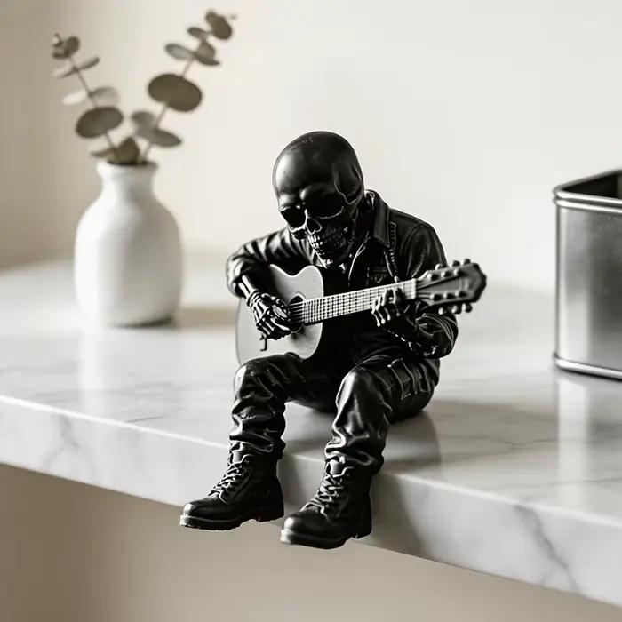 Statuettes de guitariste squelette de la musique rock, ornements de musicien rock, décorations cool pour la maison et le bureau, cadeaux pour les amateurs de rock & roll