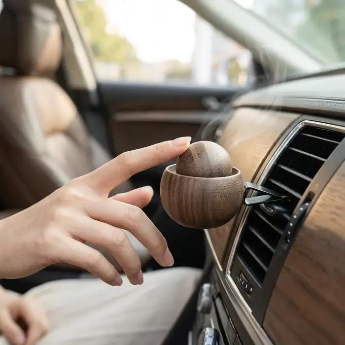 Diffuseur d'huiles essentielles en bois, sans électricité, en noyer noir naturel, mini, mignon, parfum pour la voiture et la maison, pour la chambre à coucher, le bureau