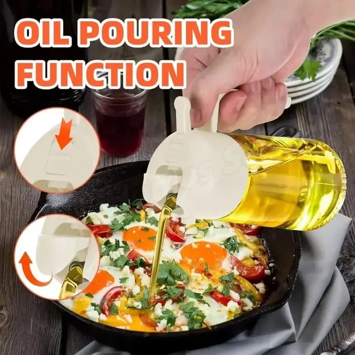 Distributeur d'huile en spray 2-en-1, 500 ml, pour barbecue, cuisine, cuisson, friteuse à air, four, rôtissage, pique-nique, outil de cuisine