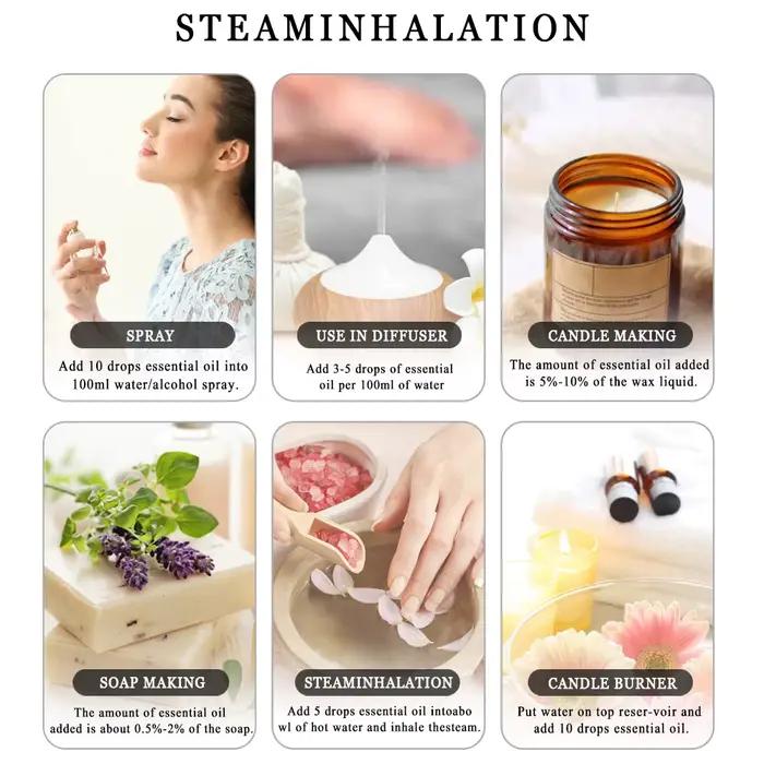 PHATOIL 10ml huile essentielle de gingembre pour bougies de parfum faisant Spa Massage humidificateur Rose jasmin aiguilles de pin mandarine thym