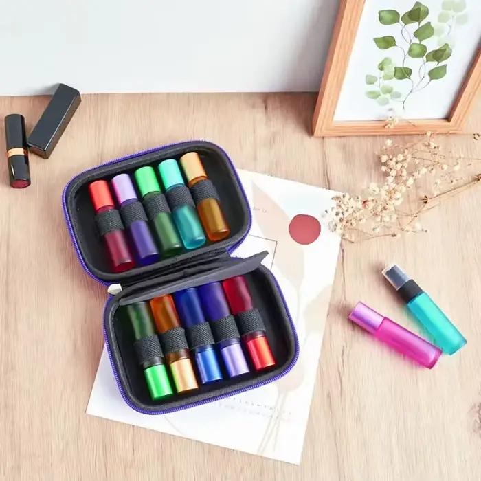 1pc 10 emplacements pour flacons d'huiles essentielles universels de 10 ml à 15 ml, sac de rangement pour huiles aromatiques, organiseur de flacons, boîte de transport en EVA, étui à maquillage