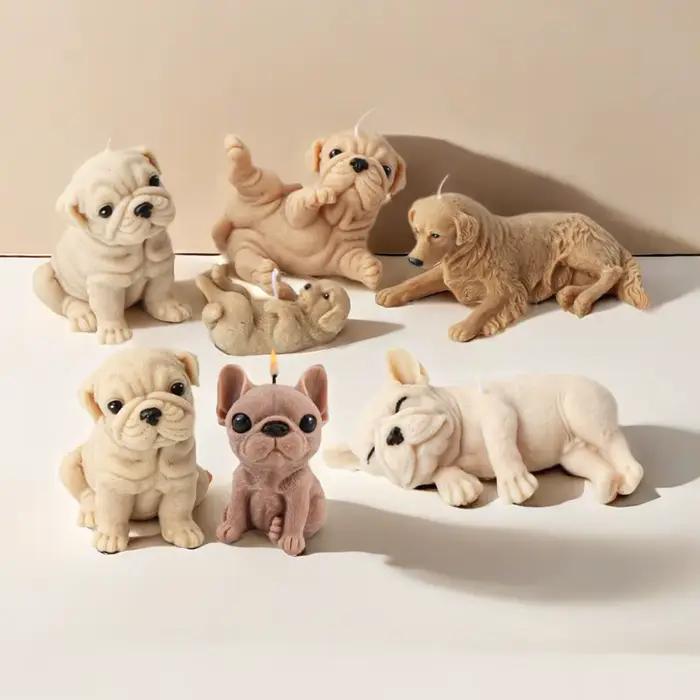 Moules à bougies en Silicone 3D pour chien, Shar Pei, chiot, plâtre parfumé, savon, gâteau au chocolat, Fondant, bricolage, fabrication de moule Ainmal