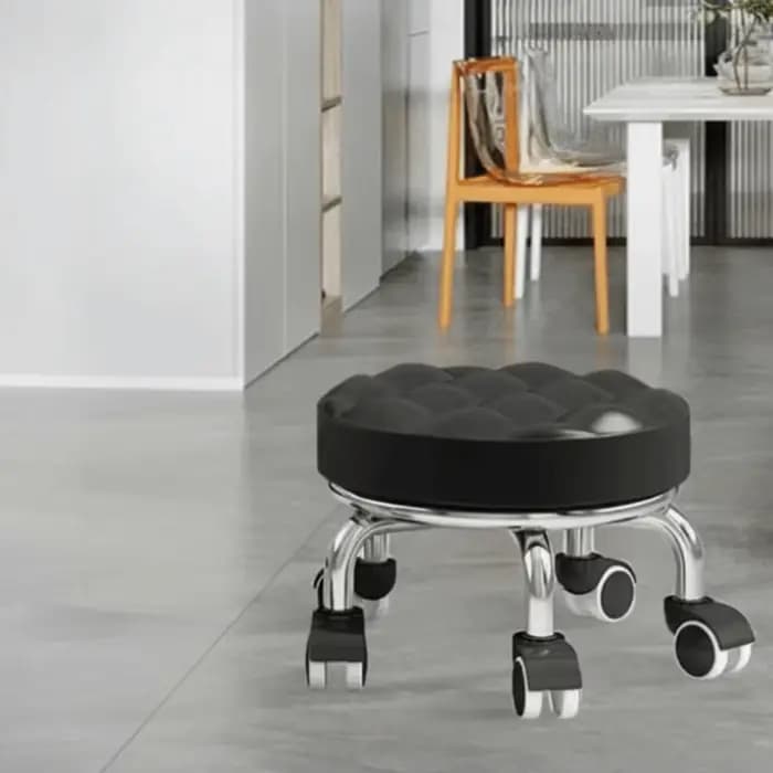 Tabouret pivotant en similicuir imperméable à 360 degrés avec roulettes, chaise robuste à roulettes, capacité de charge élevée
