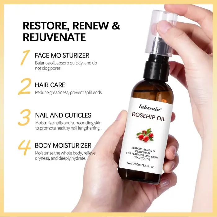 (100ml/3.4 Fl Oz) Huile de graines de rose musquée pour la relaxation des cheveux