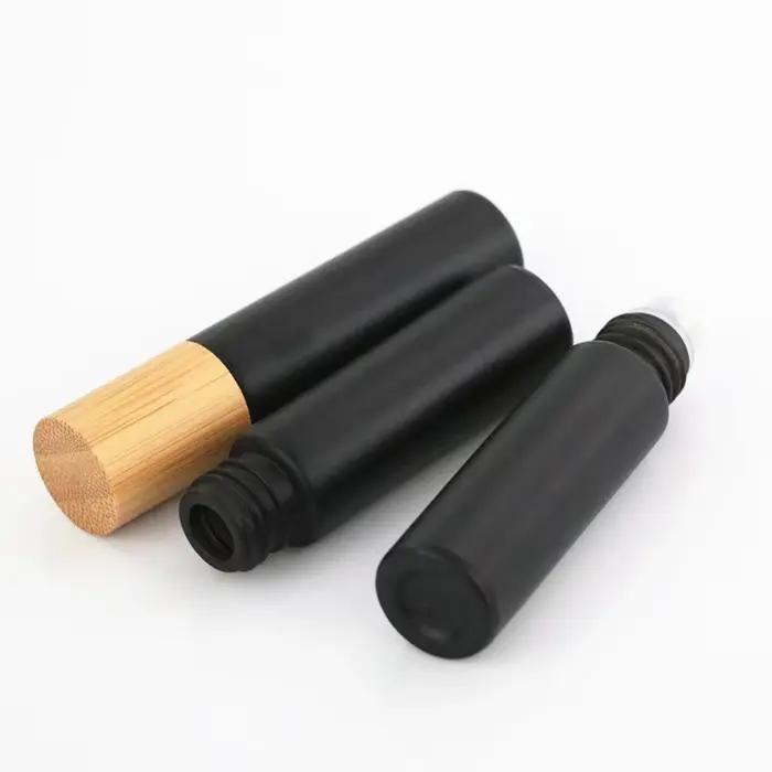 1X 10X 5ML 10ML verre noir rouleau sur bouteille huile essentielle naturel obsidienne boule