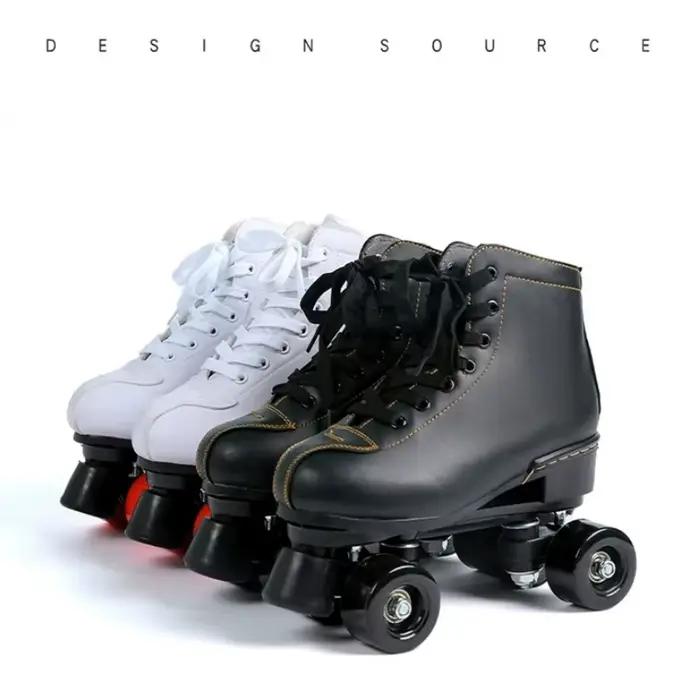 Patins à roulettes pour hommes et femmes, chaussures à 4 roues avec amortissement des chocs pour enfants et adultes, patins à roulettes confortables et durables
