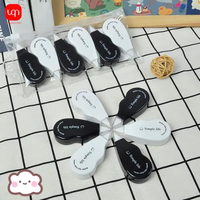 Mini ration courageuse noire et blanche de grande capacité pour étudiant, papeterie scolaire Kawaii, 6 pièces