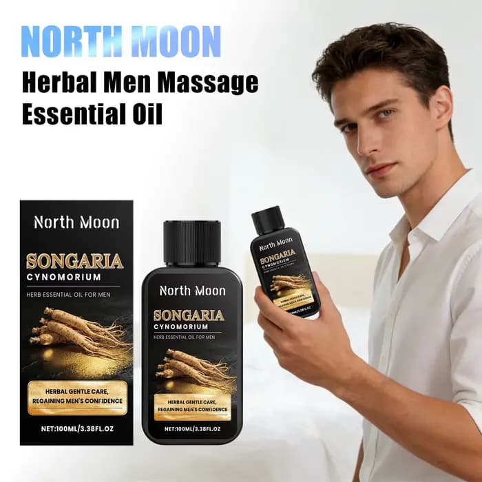 Huile Essentielle de Massage Corporel pour Hommes North Moon Herbal, Hydratation Profonde, Nourrissante Douce, Absorption Rapide, Huiles de Massage Apaisantes et Soignantes