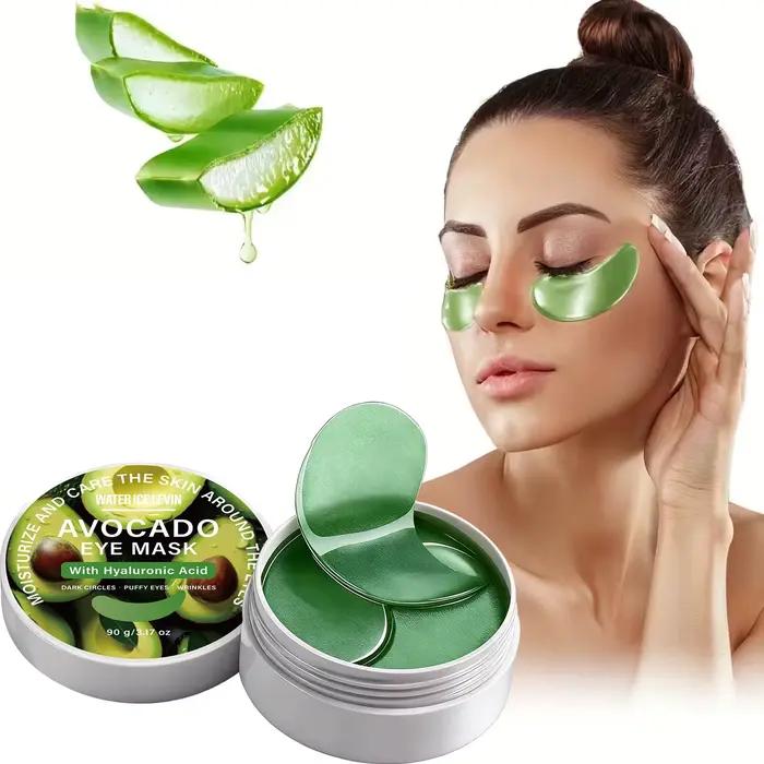 Masque pour les yeux à l'avocat. Formule végétale à l'acide hyaluronique. Cible les cernes