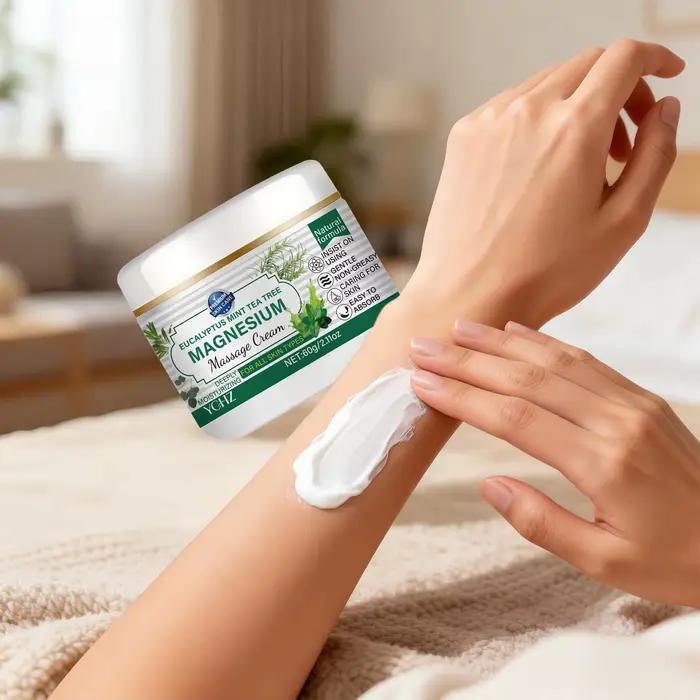 Crème apaisante au magnésium pour le corps, 60 g, contient de l'huile de lavande et de l'huile de noix de coco, convient aux poignets et aux genoux, ingrédients doux