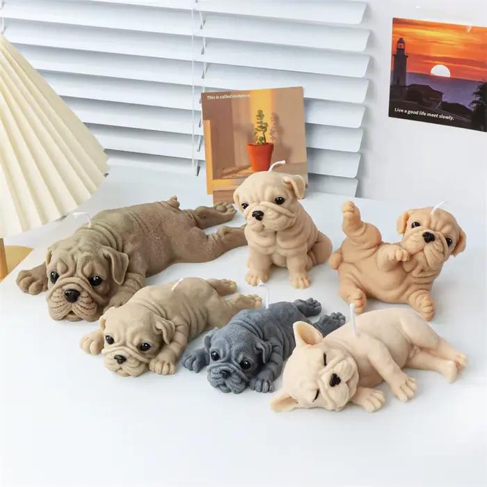 Moules à bougies en Silicone 3D pour chien, Shar Pei, chiot, plâtre parfumé, savon, gâteau au chocolat, Fondant, bricolage, fabrication de moule Ainmal