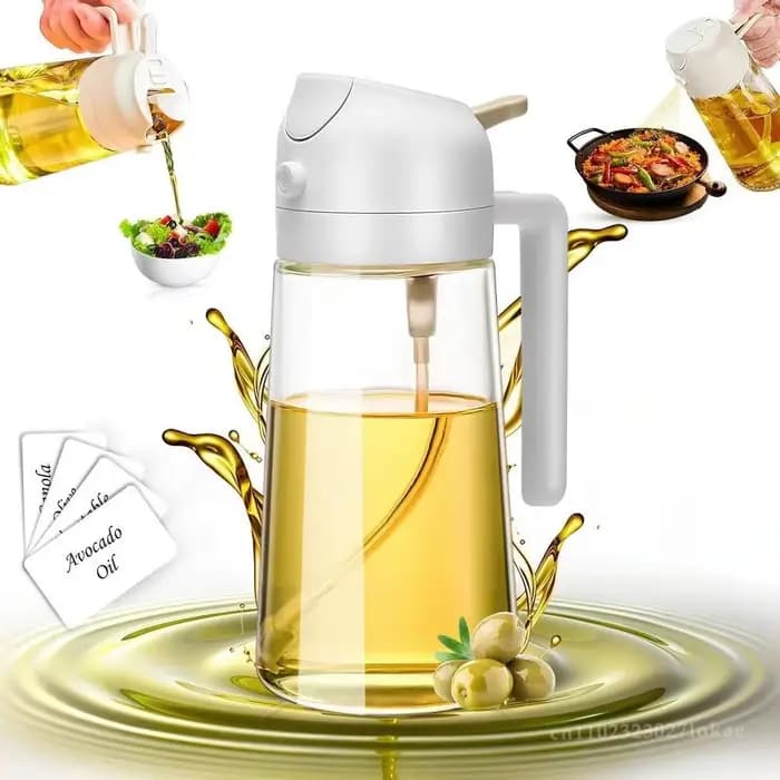 Distributeur d'huile en spray 2-en-1, 500 ml, pour barbecue, cuisine, cuisson, friteuse à air, four, rôtissage, pique-nique, outil de cuisine