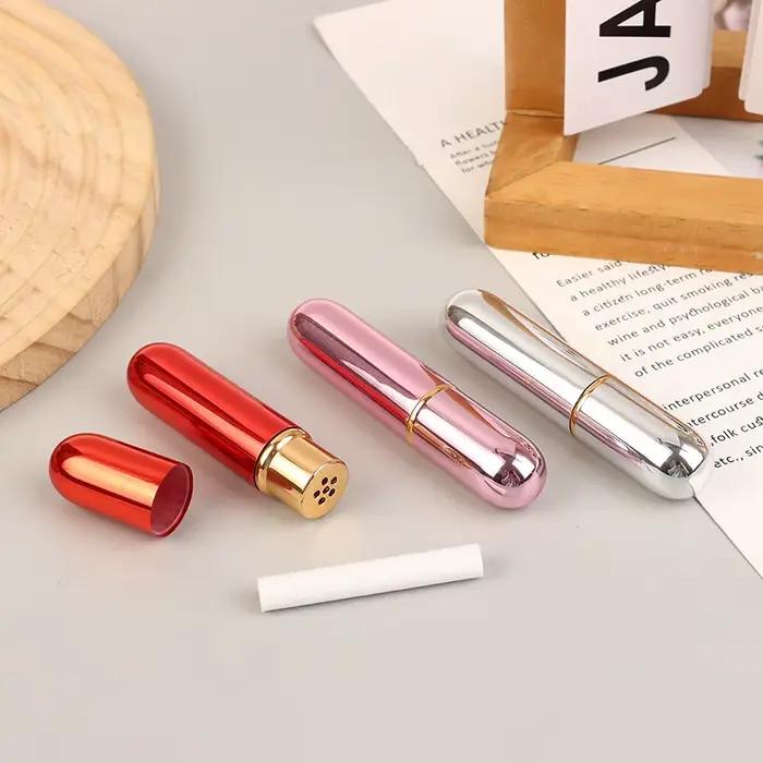 Inhalateur Nasal Huiles Essentielles Aromathérapie Tube en Aluminium 5ml Rechargeable DIY Bien-être Relaxation Soulagement du Stress Naturel Portable