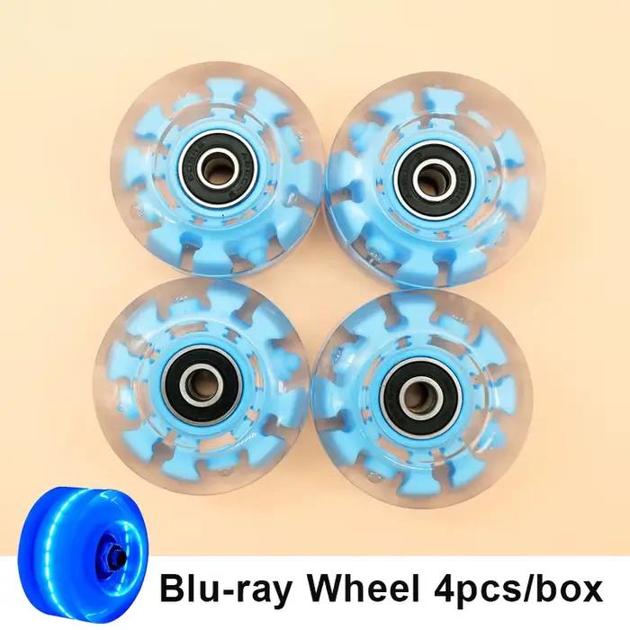 Roues de patins à roulettes lumineuses durables, avec roulements, adaptées au patinage à Double rangée et au Skateboard, 4 pièces