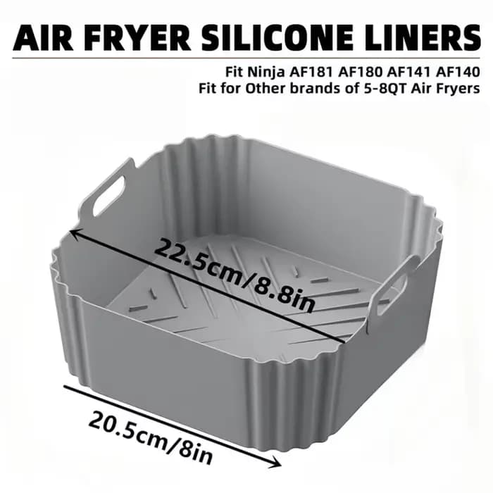 Doublures de friteuse à Air en Silicone de 22.5cm, panier antiadhésif réutilisable pour Ninja AF181 AF180 AF141 AF140 autres accessoires de friteuse à Air 5-8QT