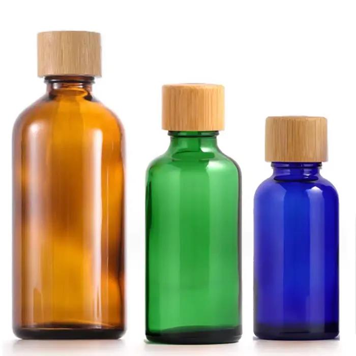 Bouteille d'huiles essentielles en verre ambre/bleu/vert