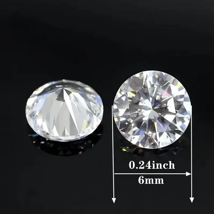 Perles de Charbon Synthétiques Cubique pour Bijoux, Forme Ronde Blanche, Coupe Brillante, Matériel de Bricolage, 6mm, 50 Pièces