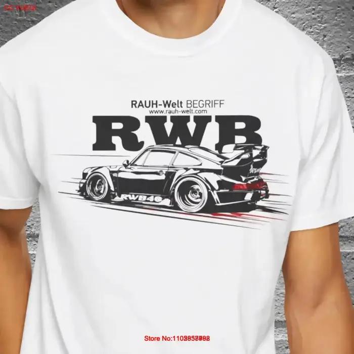 T-shirt vintage pour adulte RWB Rauh Welt Begriff Racing Tuner Car, délavé, pour un usage quotidien, vêtements de créateur élégants, streetwear
