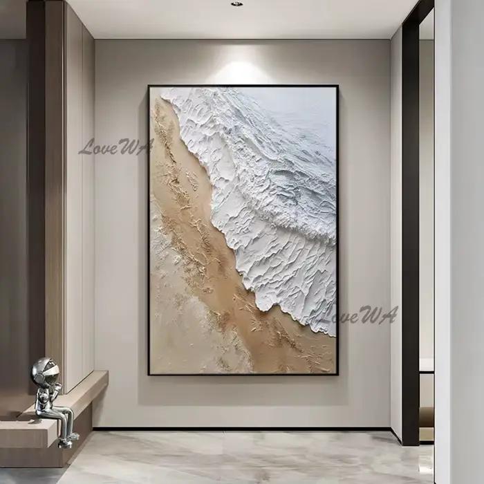 Peinture à l'huile abstraite texturée blanche Pure, image murale moderne Simple et élégante pour Restaurant, pièce de décoration de maison sans cadre