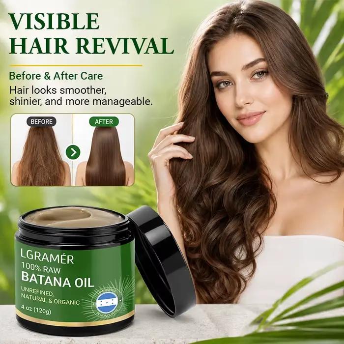 Huile de Batana 100% pure : nourrit, adoucit les cheveux secs, favorise un cuir chevelu sain, aide à donner un aspect plus lisse. Huile capillaire adaptée à tous les types de cheveux.