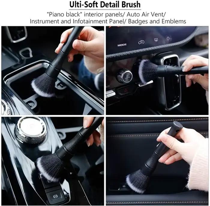 Brosse de détail de voiture Ultra douce, brosse de détail d'intérieur automobile Super douce, cheveux synthétiques pour le nettoyage du cuir de siège de voiture