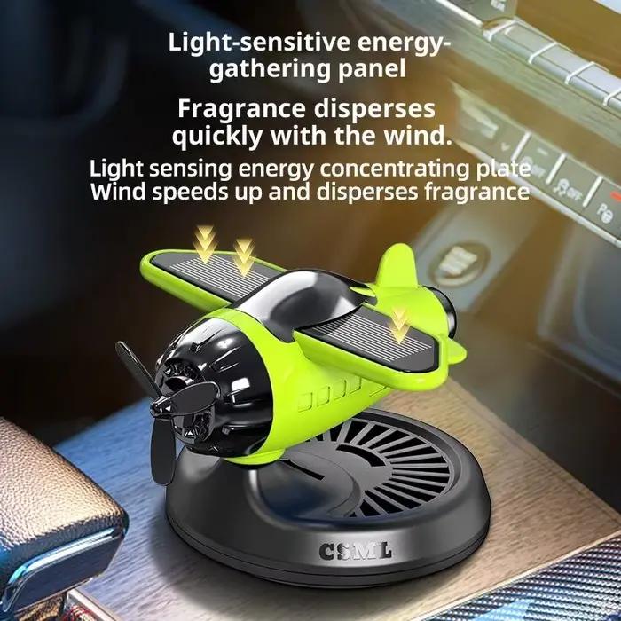 Diffuseur de désodorisant avec conception rotative en forme d'avion ; Alimenté solaire écologique pour les véhicules