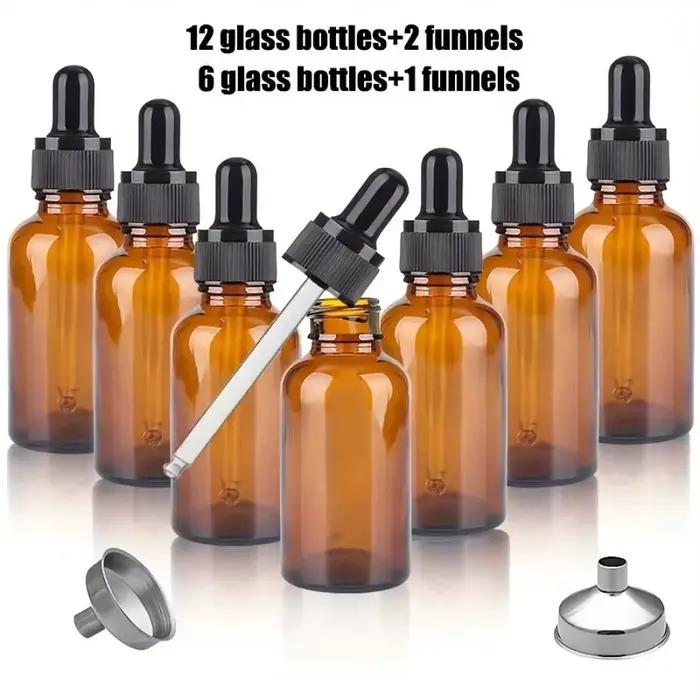 Bouteille en verre ambré de 30/50 ml avec compte-gouttes et entonnoir