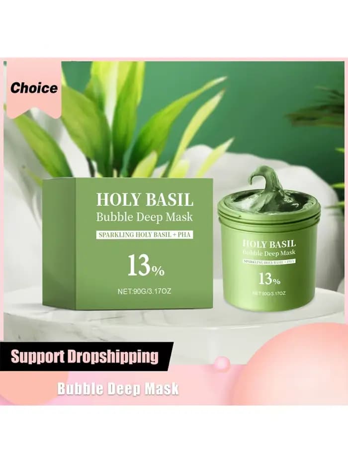 Masque profond à bulles de basilic sacré