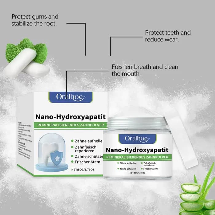 Poudre blanchissante pour les dents à l'hydroxyapatite, soin buccal professionnel, élimination des taches, pour des dents blanches, nettoyage, haleine fraîche, soins dentaires