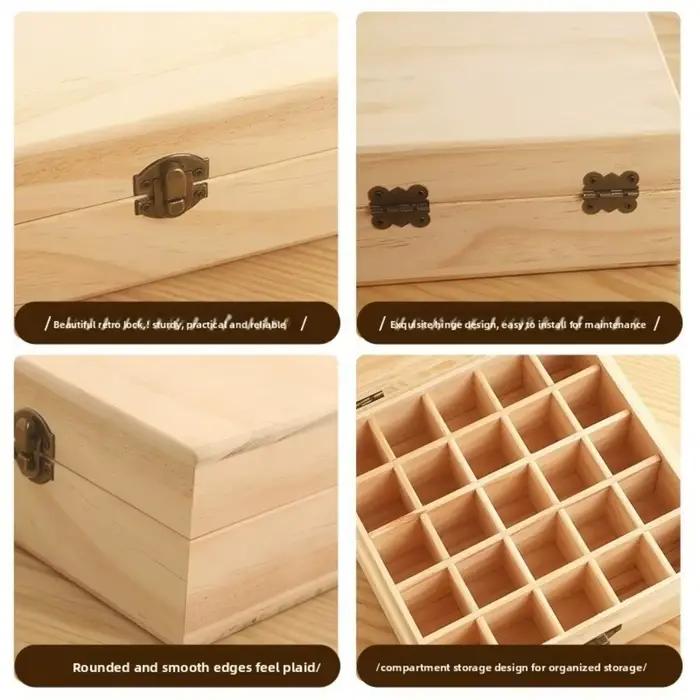 Nouvelle boîte de rangement en bois pour huiles essentielles, 12/15/16/25 compartiments, conteneur d'aromathérapie durable, étui de transport pour huiles essentielles, usage domestique