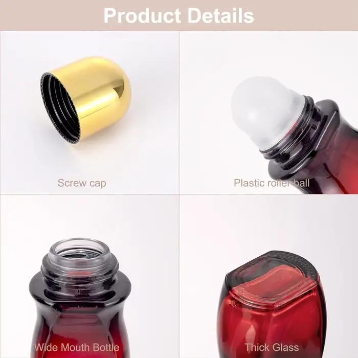 1 pièce Flacon roll-on en verre 50 ml rouge dégradé avec bille