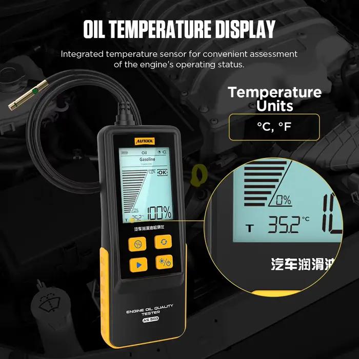 AUTOOL AS503 testeur d'huile moteur de voiture affichage numérique portable sonde de détection de haute précision outil de test de détecteur de qualité d'huile