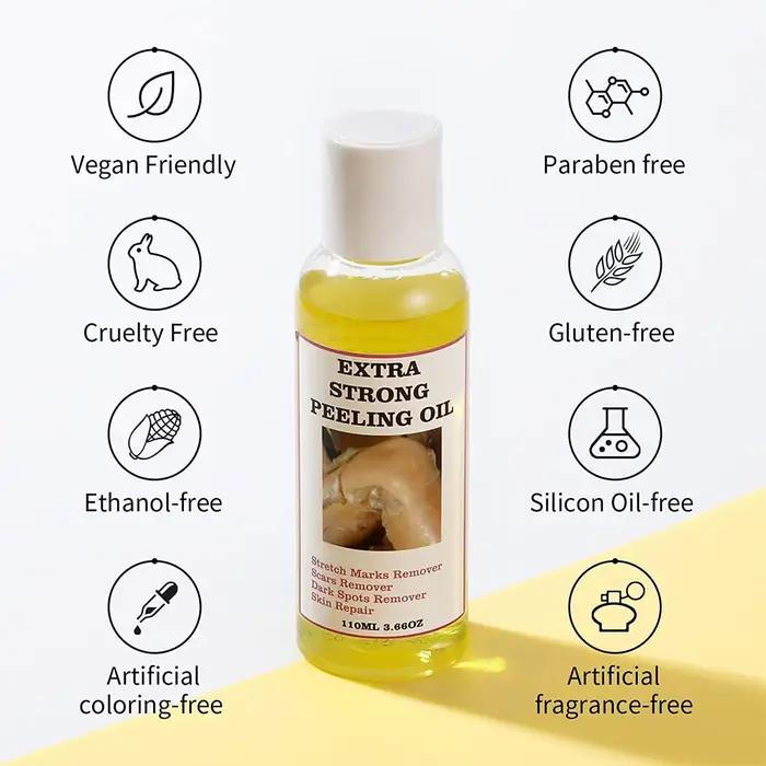 Huile exfoliante jaune pour la peau du corps, hydratante, nourrissante, éclaircissante, raffermissante, huile de soin de beauté pour massage, 110ml