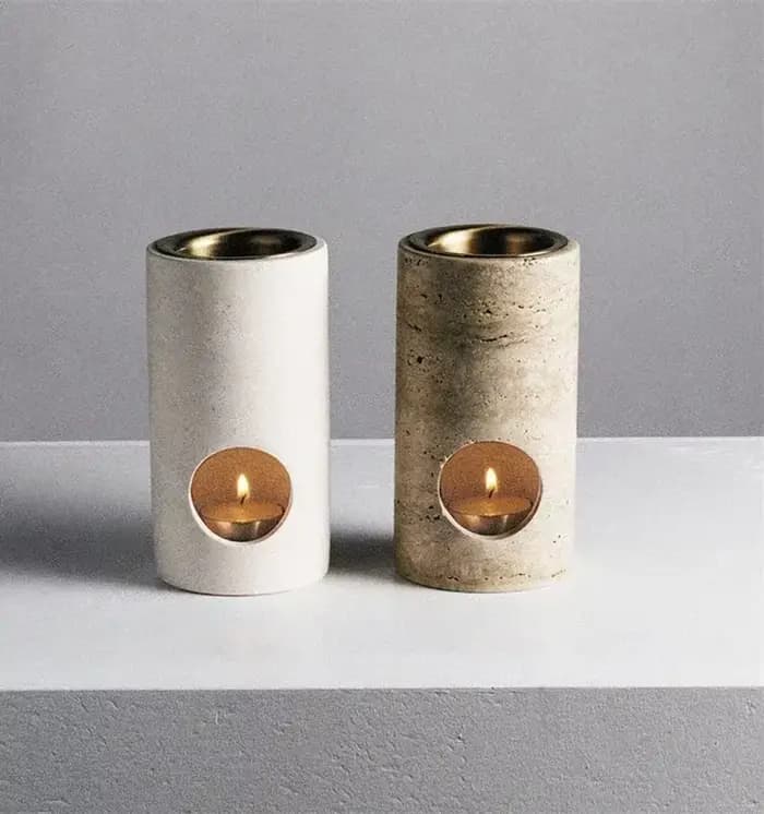 Diffuseur d'huiles essentielles en pierre de travertin beige turc personnalisé