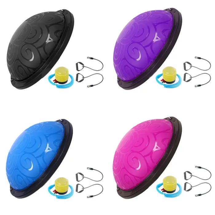 Ballon d'équilibre en PVC demi-sphère avec bandes et pompe pour le Pilates