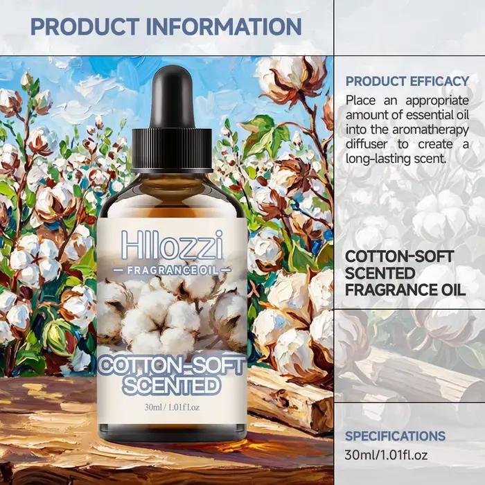 L'huile essentielle parfumée Cotton Soft a un arôme rafraîchissant et convient aux diffuseurs d'aromathérapie, aux humidificateurs et aux projets de bricolage.