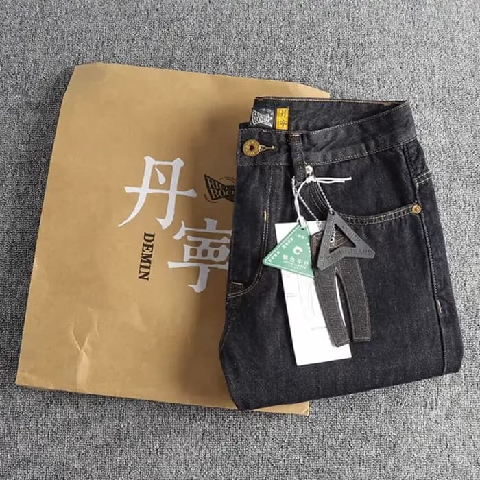 Jeans skinny vintage pour hommes, rayures rouges et blanches, jambes droites, document naturel, mode automne