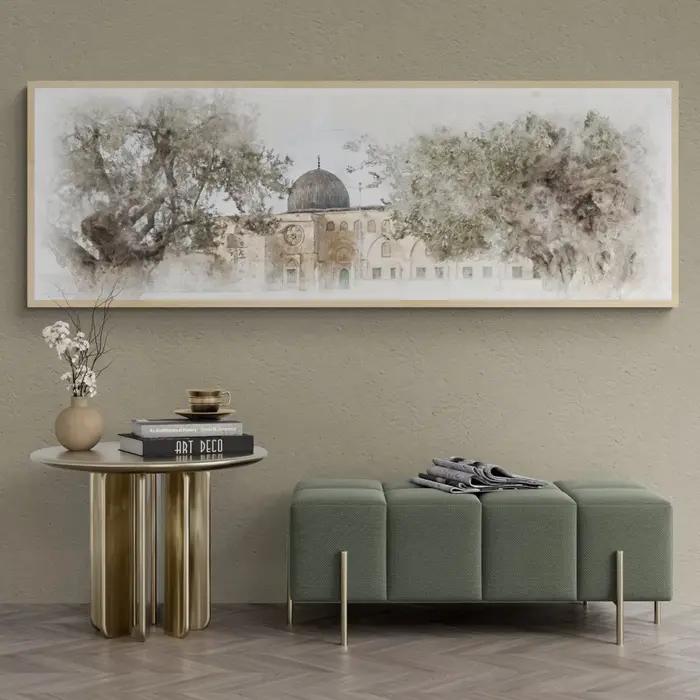 Affiche imprimée sur toile abstraite d'oliviers de mosquée islamique, grands imprimés d'art horizontaux modernes du Ramadan musulman, décoration murale pour la maison