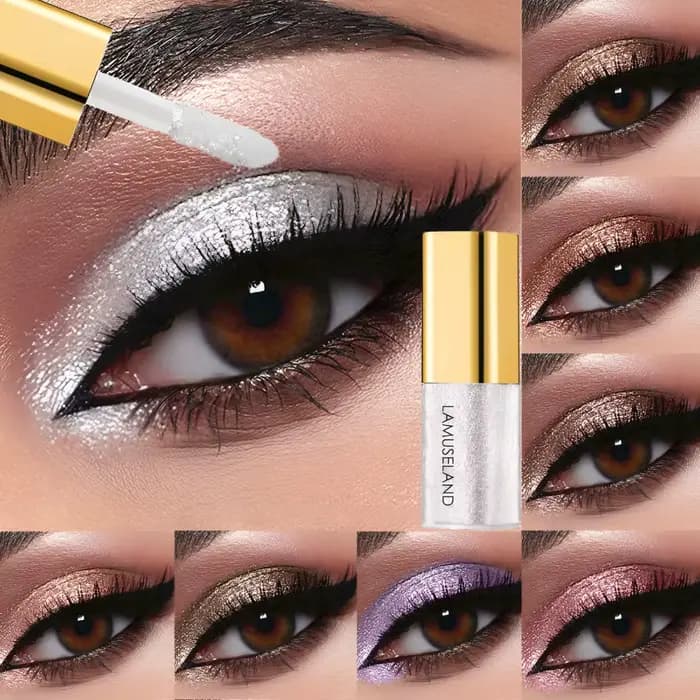 Fard à paupières liquide nacré, maquillage naturel Smokey argent scintillant, ombres diamant pour paupières, surligneur de beauté imperméable