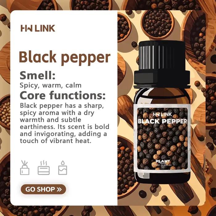 Huiles essentielles de poivre noir 100% pures pour aromathérapie