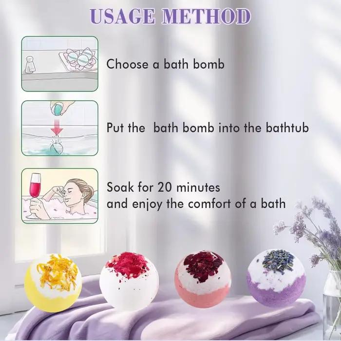 Bombes de bain à fleurs séchées